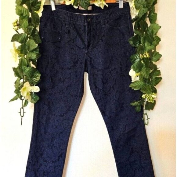 Banana Republic Velvet Skinny Jeans 27L Navy Floral Pants Soft Stretch - Picture 2 of 16